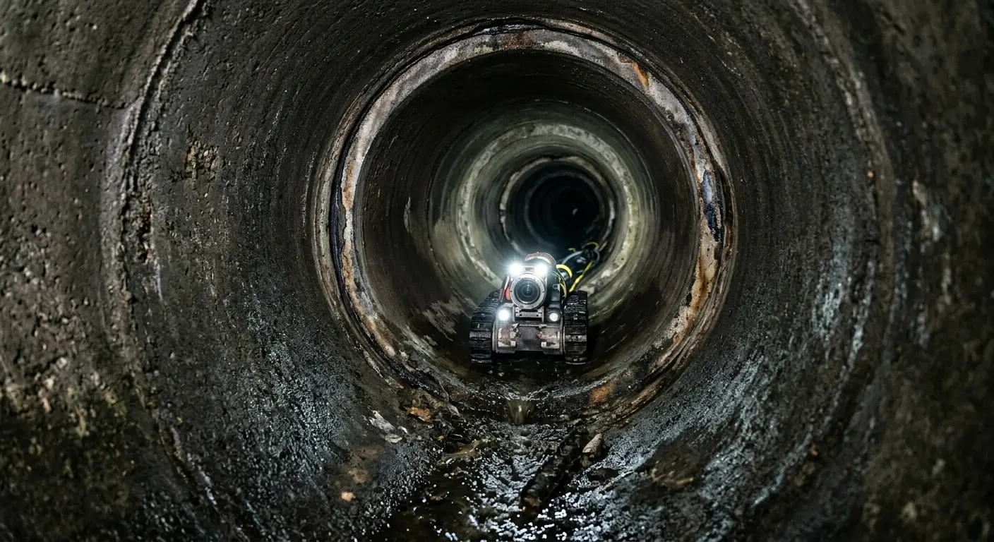 Robotic sewer camera inspecting pipe interior for Drain Snake Service in Euclid